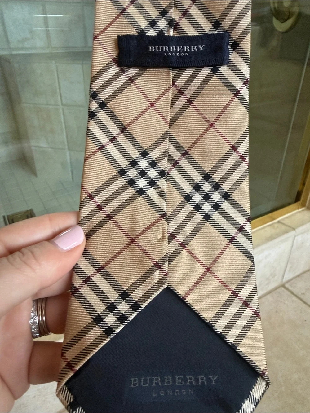Burberry Classic Beige Plaid Men's Tie